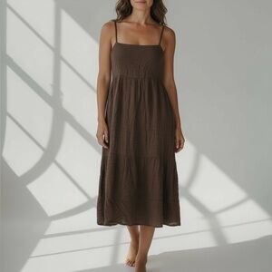 CJLA women’s brown Lauren Strappy Tank Midi Dress Bohemian peasant small